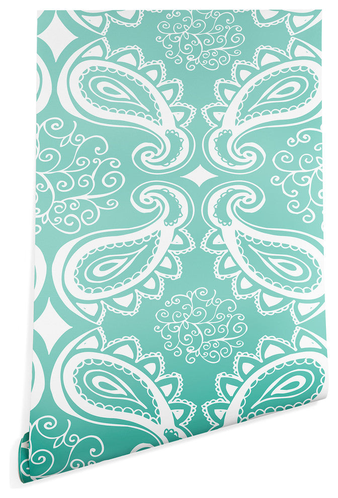 Deny Designs Heather Dutton Plush Paisley SeaSpray Wallpaper, Blue, 2'x8'