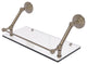 Prestige Que New 18" Floating Glass Shelf with Gallery Rail, Antique Pewter