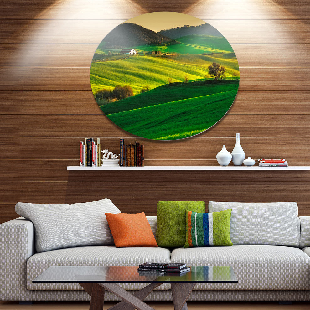 Trees And Farmland Near Volterra, Landscape Disc Metal Wall Art, 36"