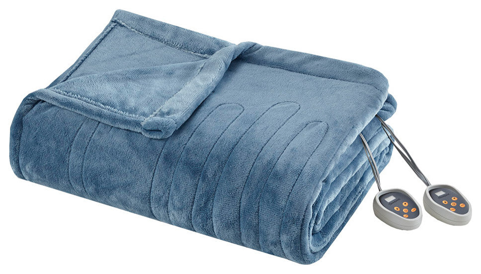 Beautyrest Heated Plush Blanket, Sapphire Blue