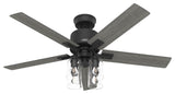 Hunter 52" WiFi Techne Ceiling Fan, LED Kit, Remote, Matte Black