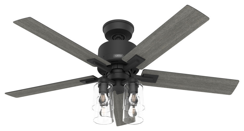 Hunter 52" WiFi Techne Ceiling Fan, LED Kit, Remote, Matte Black