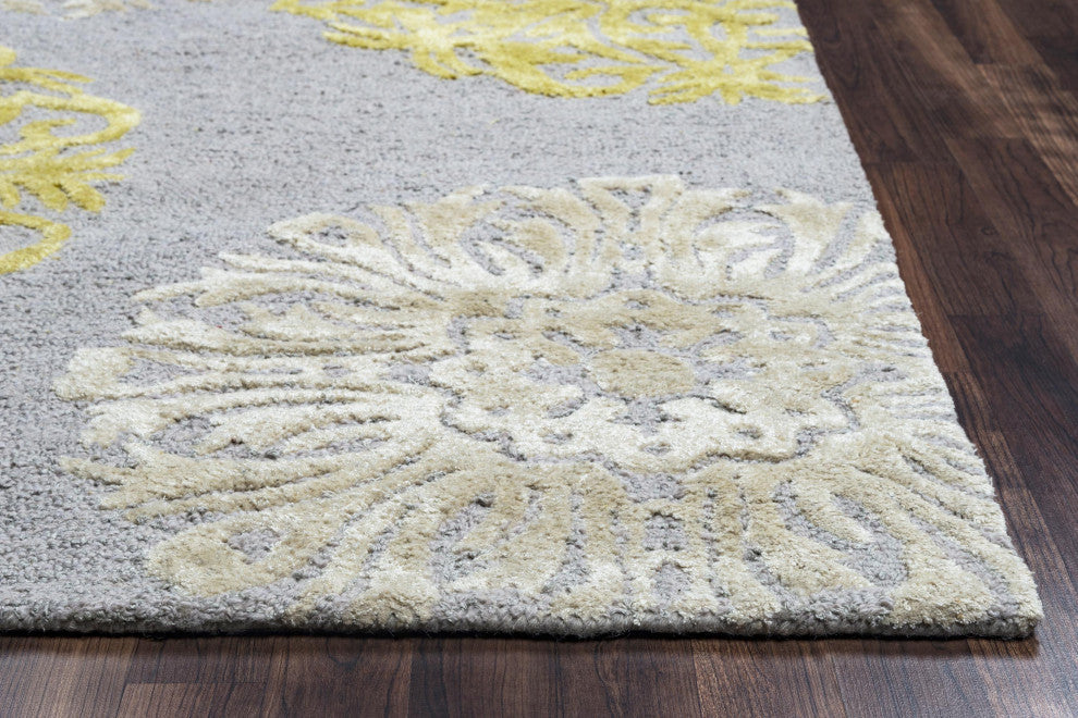 Rizzy Home Eden Harbor EH8639 Yellow Medallion Area Rug, Rectangular 9'x12'