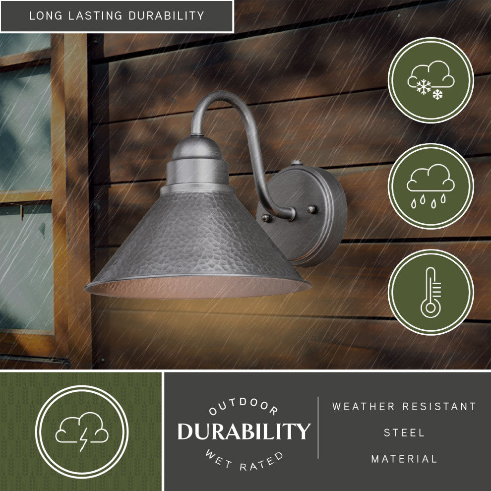 Outland 10" Outdoor Wall Light Brushed Pewter