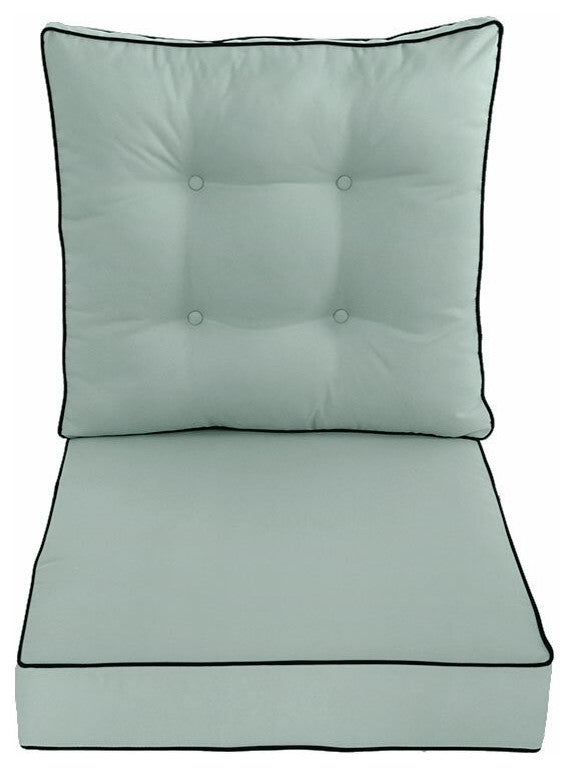 S3 24"x24"x5" Love Sofa Deep Seat Cushion Back Rest Buttons Pillow Outdoor-AD002