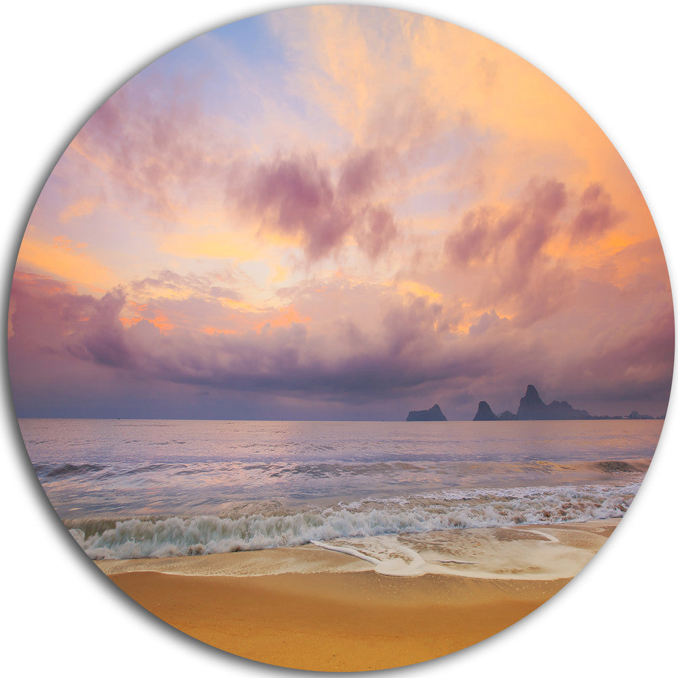Bright Morning Over The Sea, Seashore Disc Metal Wall Art, 36"