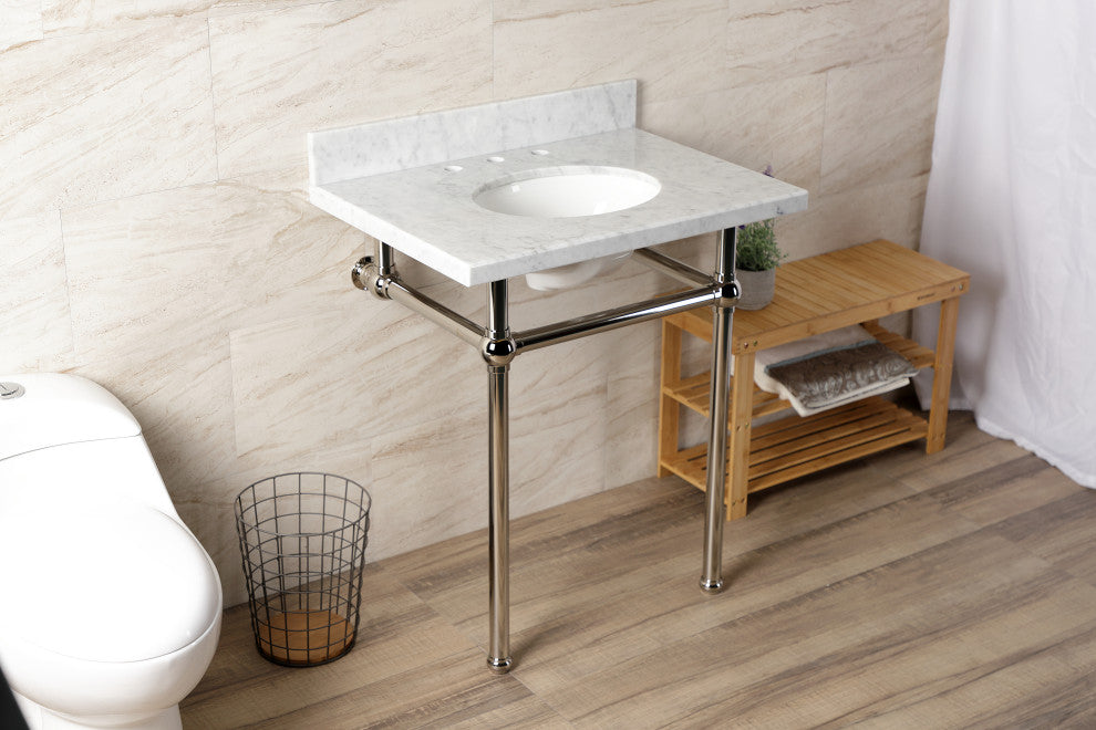 KVBH3022M86 30" Console Sink with Brass Legs (8-Inch, 3 Hole)