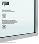 VIGO Zenith Frameless Fixed, Chrome, Shower Screen, 34" W X 74" H, Clear Glass