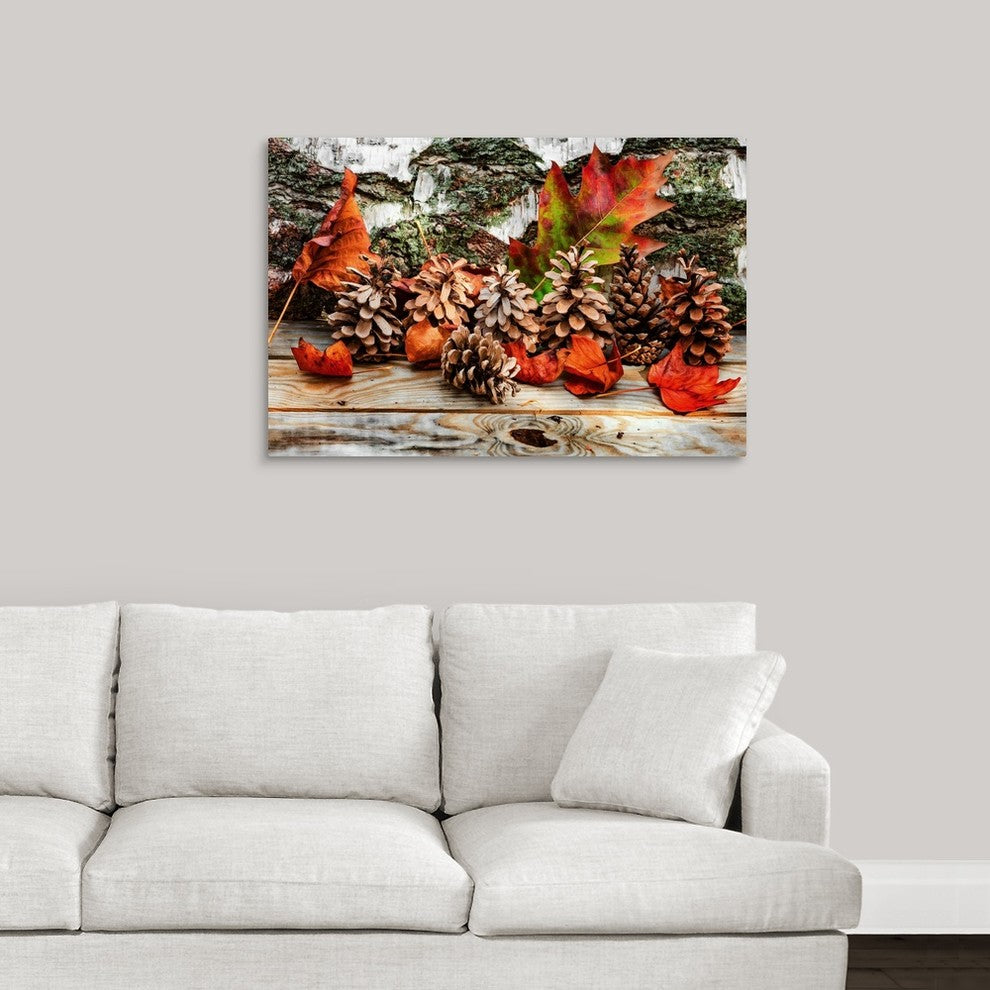 "Pine Cones for Fall" Wrapped Canvas Art Print, 36"x24"x1.5"
