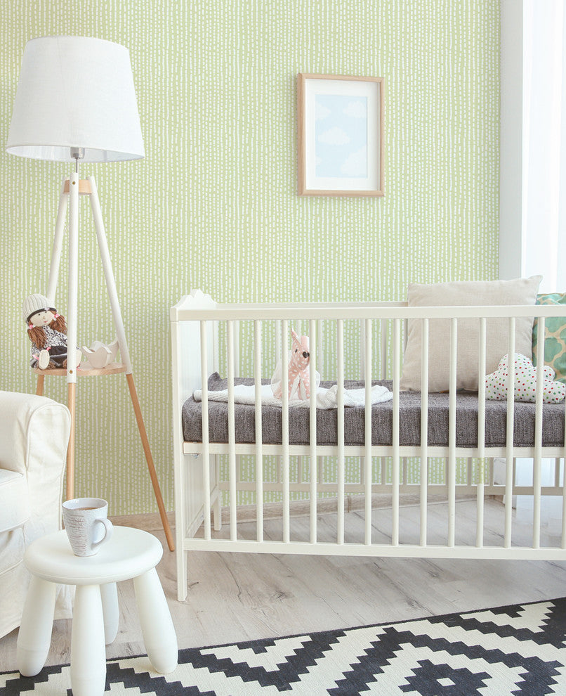 Line Art Peel and Stick Vinyl Wallpaper, Key Lime Green, 24"w X 108"h