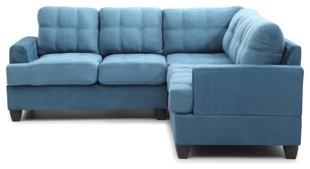Partington Suede Sectional, Aqua Suede