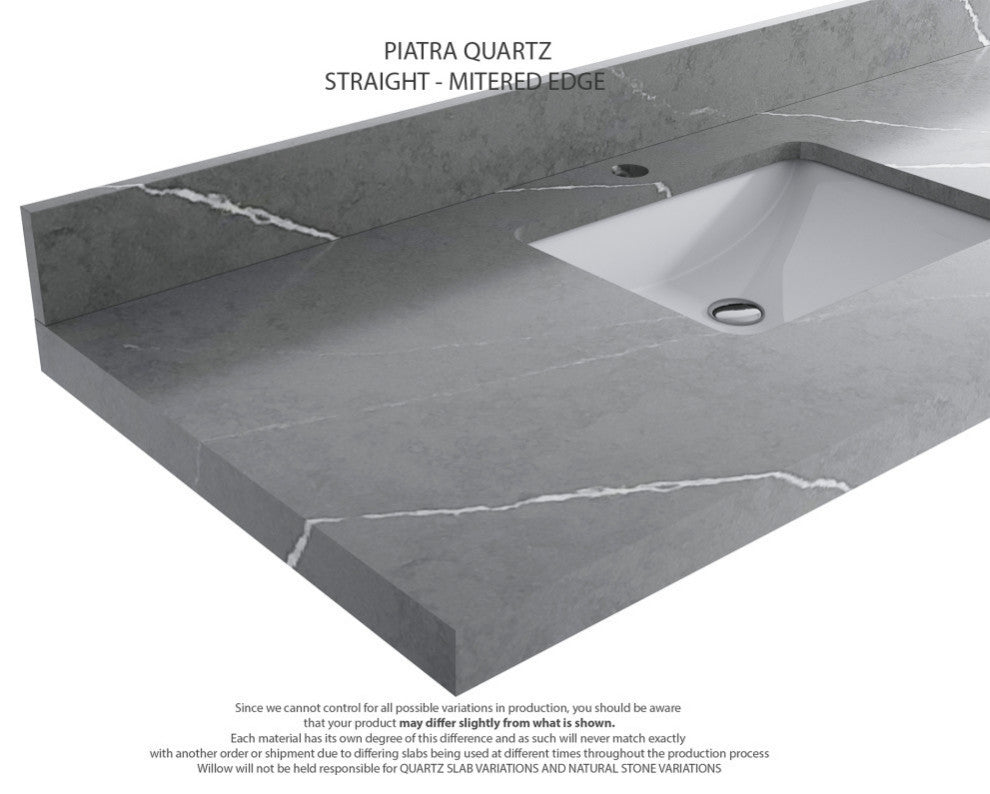 Malibu 36 Center Sink Bath Vanity in Elephant Skin Gray 2" Piatra Gray