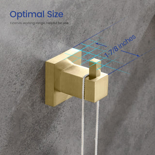 Cube Bathroom Towel & Robe Hook 3 Count, Brushed Gold