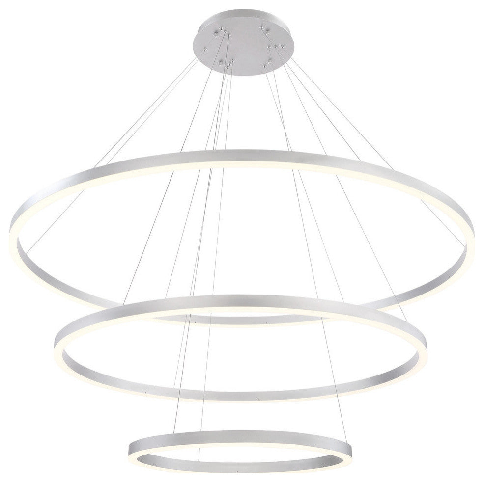3 Light Modern Large Chandeliers, Silver