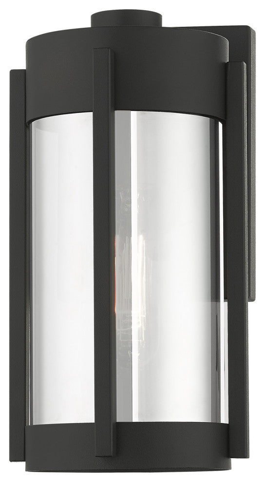 Livex Sheridan 1 Light Black/Brushed Nickel Candles Small Outdoor Wall Lantern