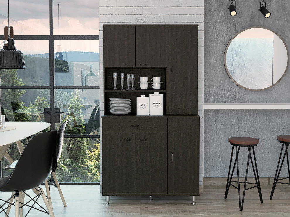 Helis 90" Pantry Cabinet Black Wengue, White