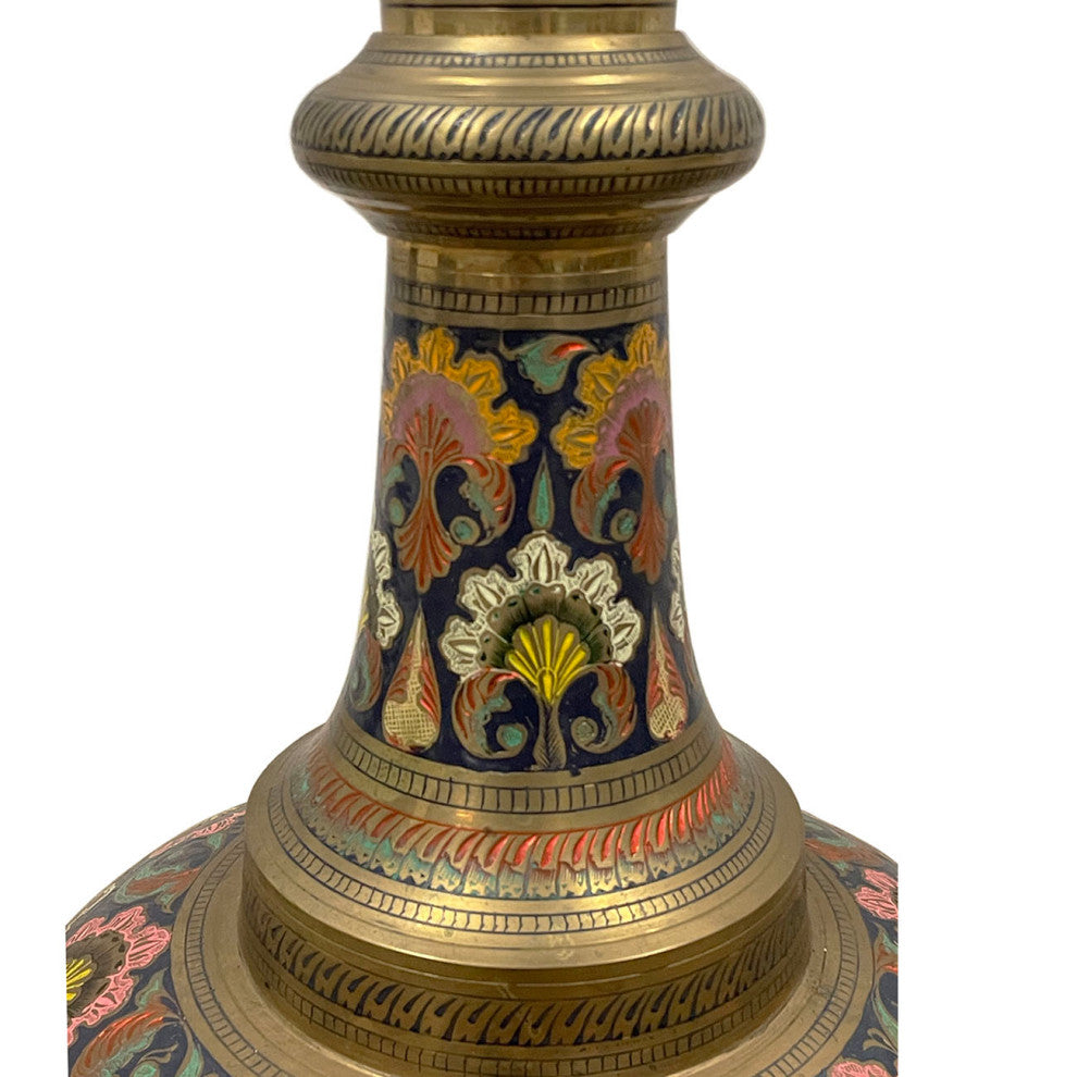 Consigned Early 20th Century Asian Bronze Polychrome Enameled Floor Vase