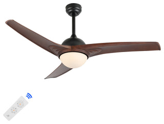 Sully 52" App/Remote 6-Speed LED Ceiling Fan, Neutral Brown Wood/White