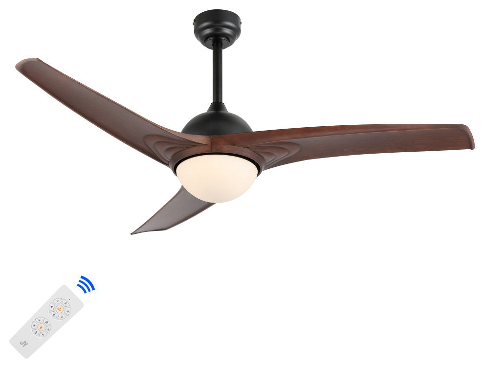 Sully 52" App/Remote 6-Speed LED Ceiling Fan, Neutral Brown Wood/White