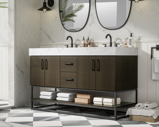 Home Living 54" Double Bathroom Vanity, Mocha Brown
