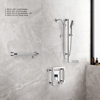 Seville Slide Bar With Handshower, 2.5 GPM, Chrome, Left