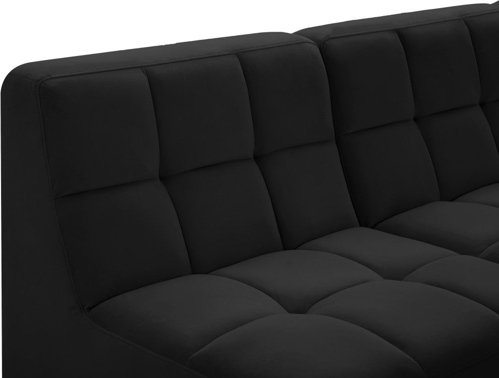 Relax Velvet Upholstered 5-Piece L-Shaped Modular Sectional, Black