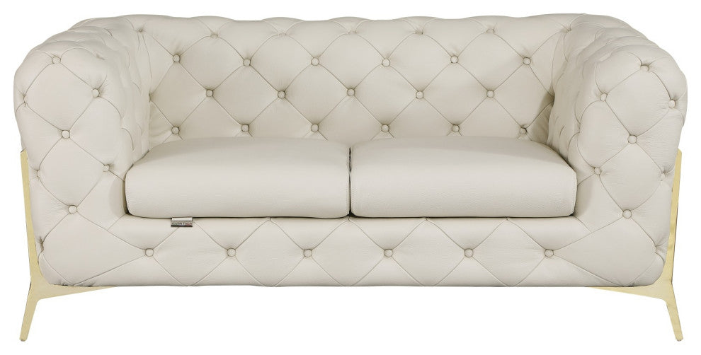 Angelica Italian Leather Loveseat, Beige
