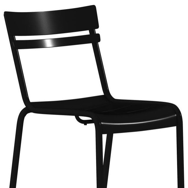 Nash Commercial Grade Steel Stack Chair, Indoor-Outdoor Armless Chair, Black