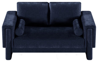 Madeline Chenille Fabric Upholstered Chair, Navy, Loveseat