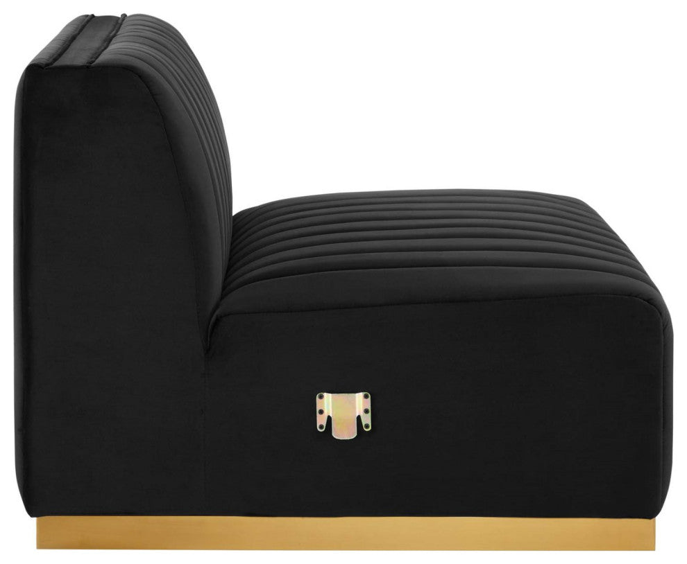 Modular Sectional Sofa Set, Gold Black, Velvet, French Lounge