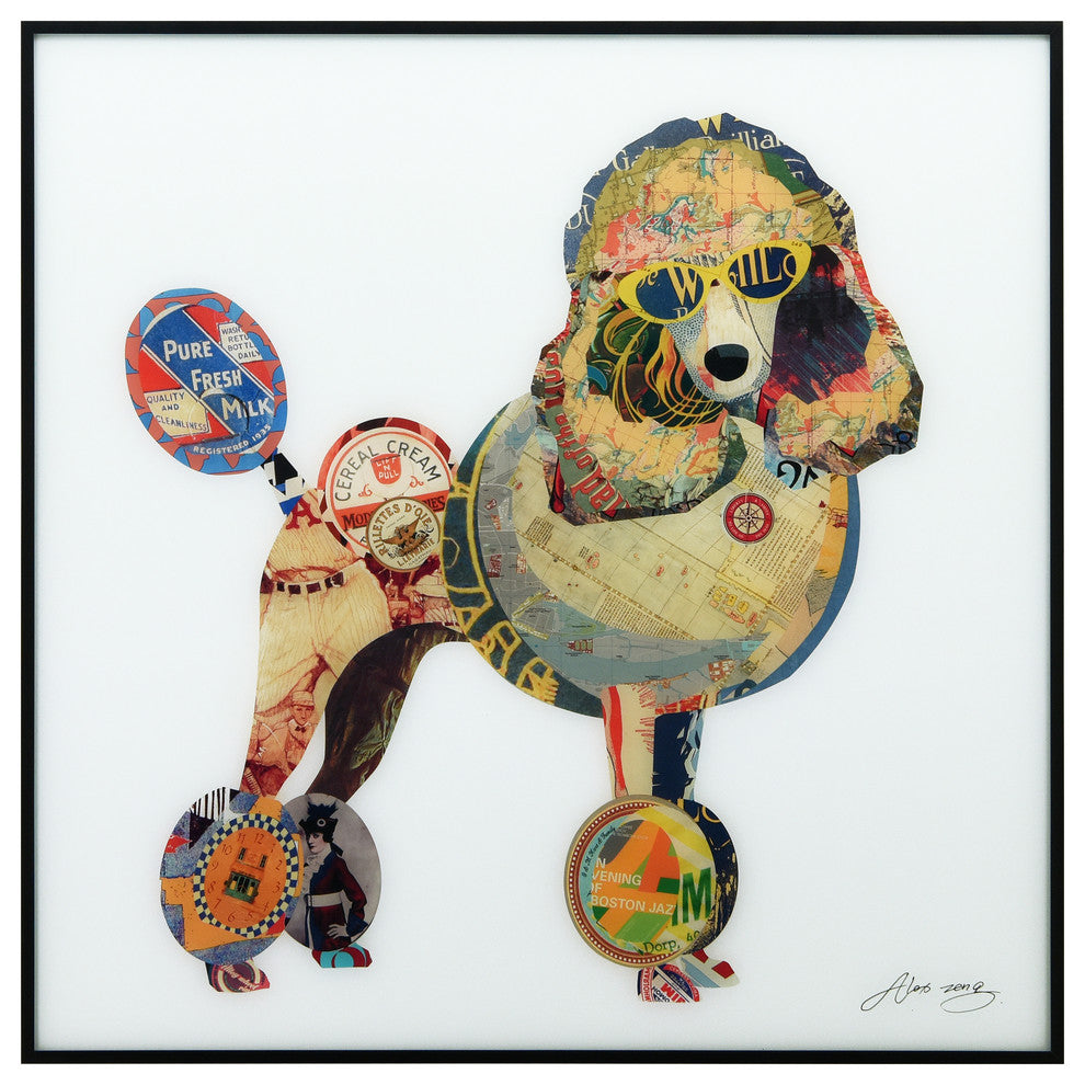 "Poodle" Printed Wall Art With Black Anodized Aluminum Frame