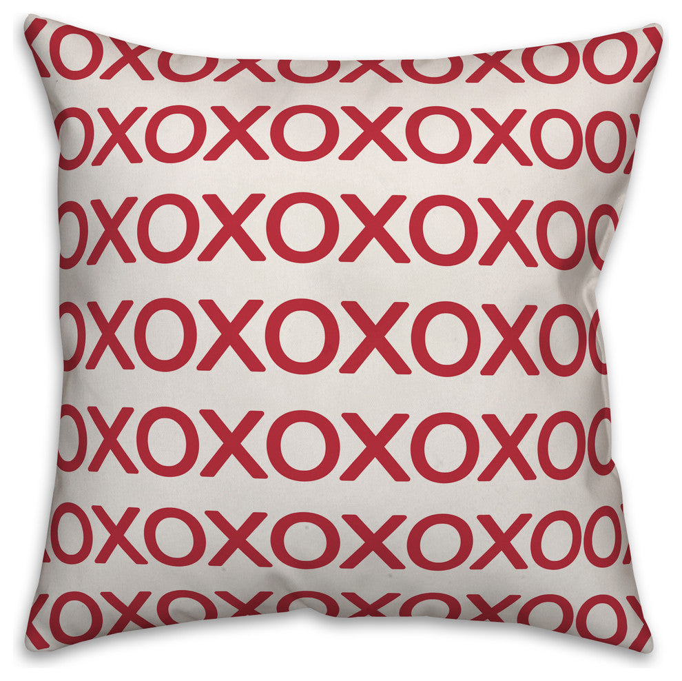 Red and White XO 18x18 Throw Pillow