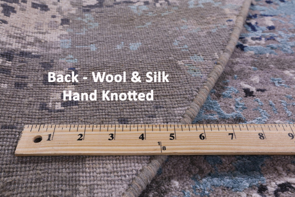 8' Round Wool and Silk Handmade Modern Rug Q9426