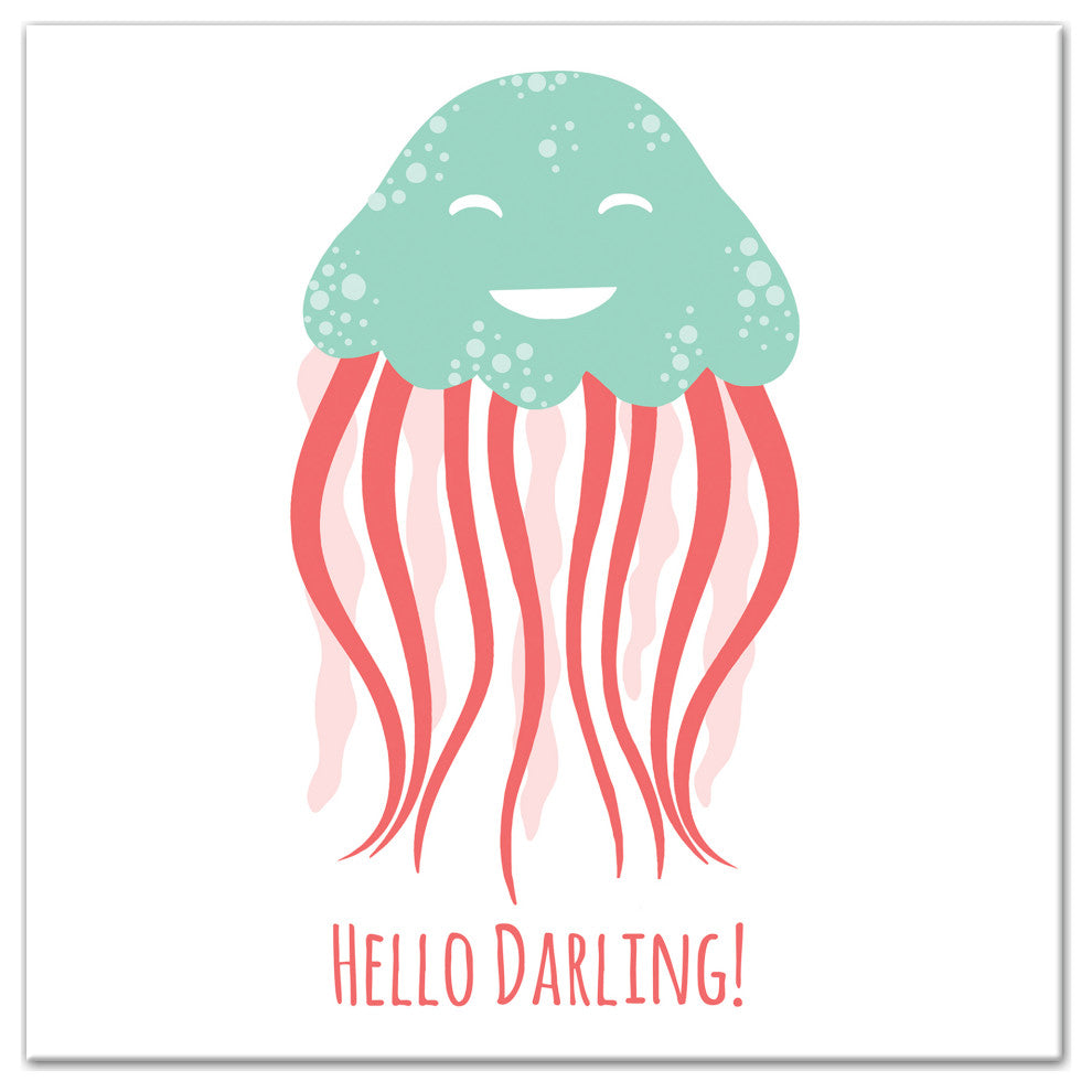 Hello Darling Jellyfish 12x12 Canvas Wall Art