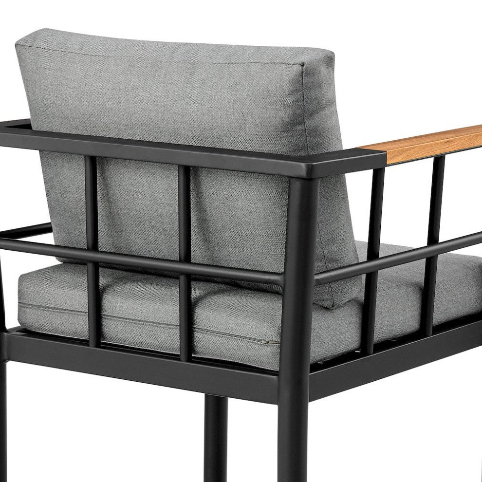 Outdoor Patio Counter or Bar Height Bar Stool in Aluminum and Teak