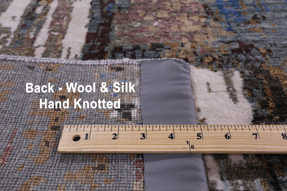 Wool and Silk Abstract Handmade Rug 9' 0" X 12' 1" Q6836