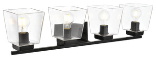 4 Light Black And Clear Bath Sconce
