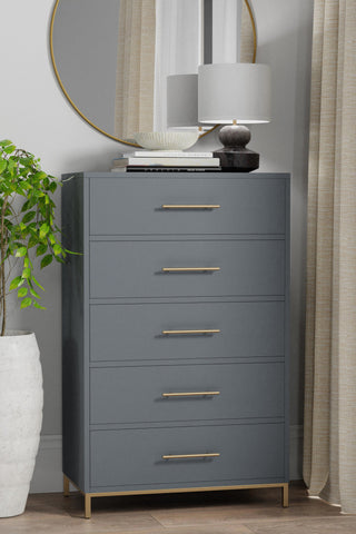 Madelyn Five Drawer Chest, Slate Gray
