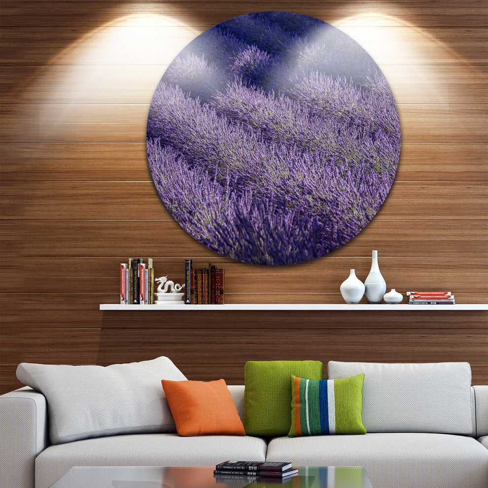 Lavender Field And Ray Of Light, Landscape Round Wall Art, 11"
