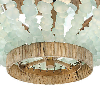 Fredrick Ramond Dune Medium Semi-Flush Mount, Burnished Gold With Blue Sea Glass