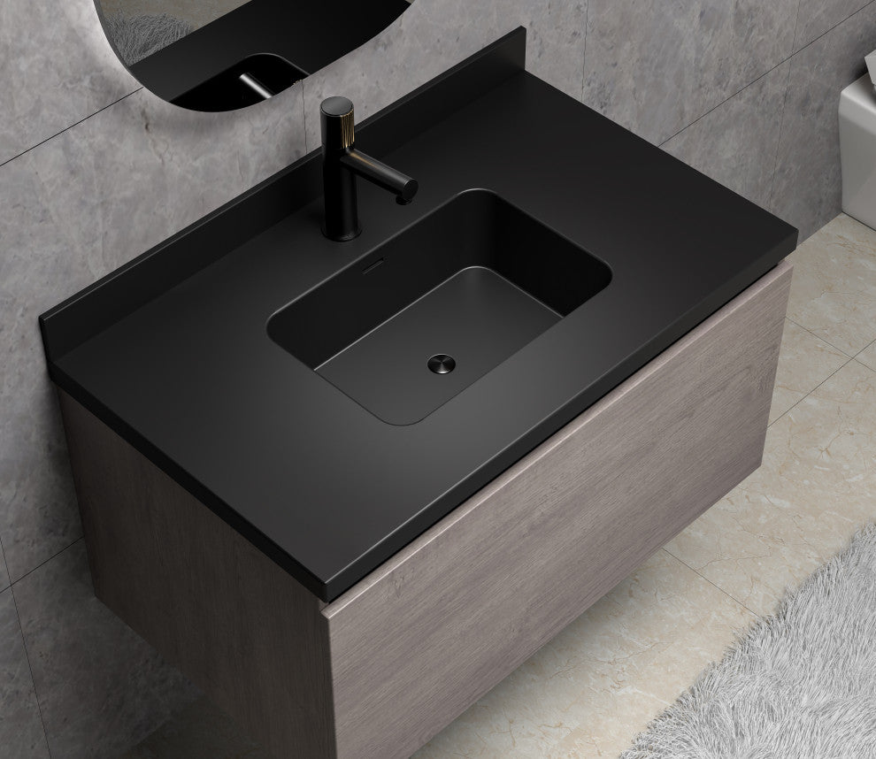 Dyconn Faucet 37" Solid Surface Vanity Top, Black