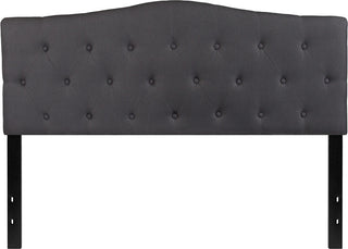 Cambridge Tufted Upholstered Queen Size Headboard, Dark Gray Fabric