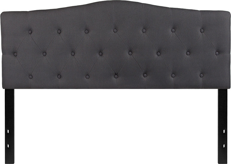 Cambridge Tufted Upholstered Queen Size Headboard, Dark Gray Fabric