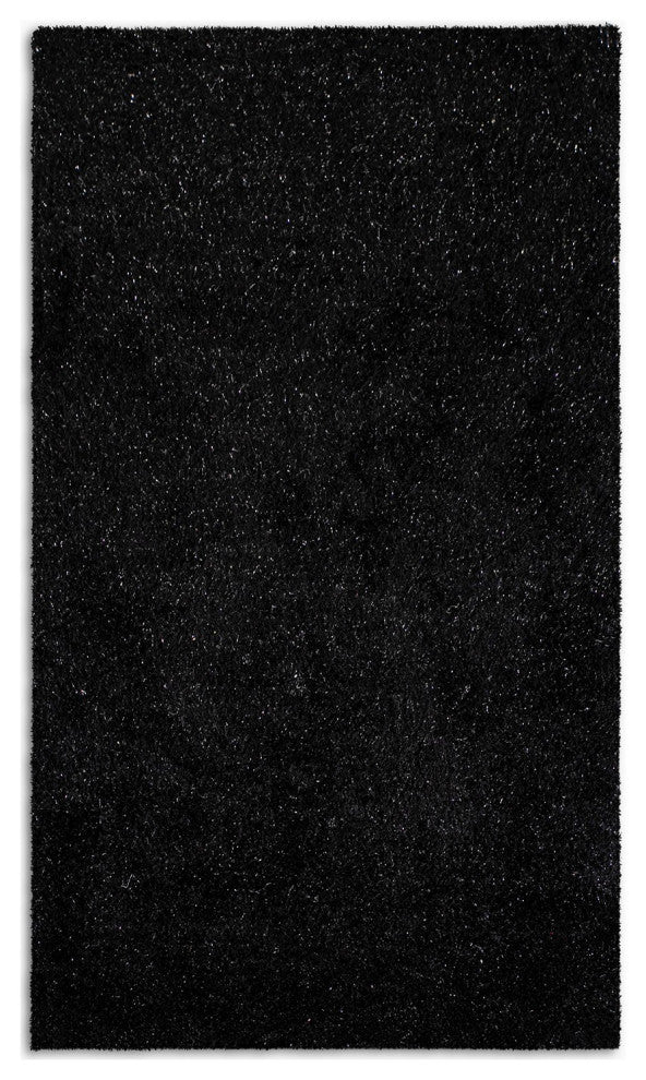 2" x 8" Black Textured Modern Runner Rug