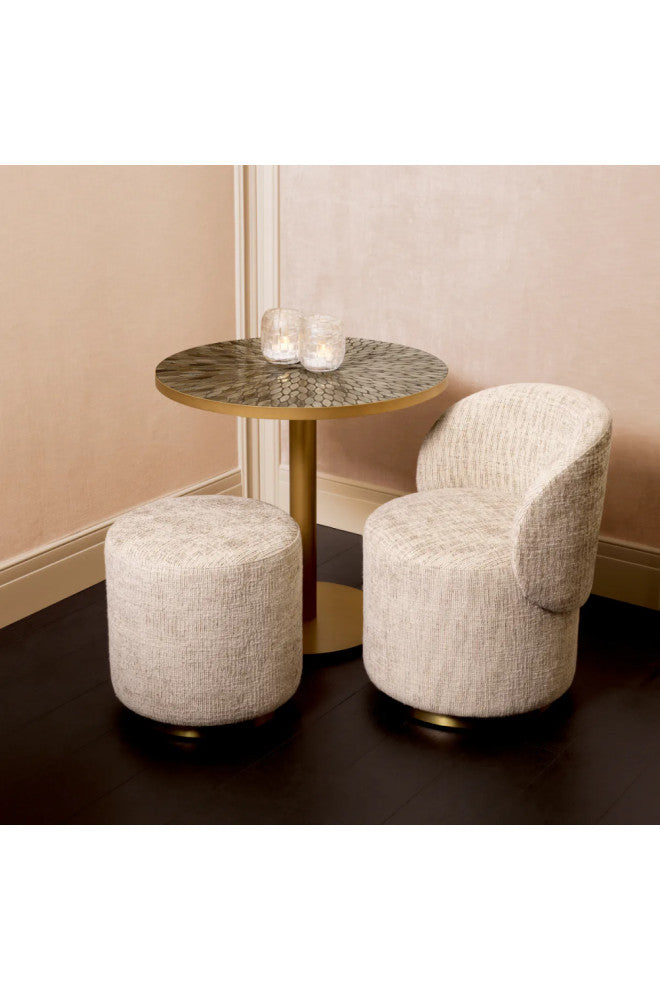Beige Cylindrical Dining Stool, Eichholtz Greer