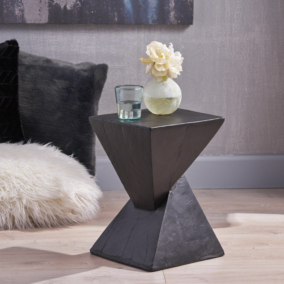 GDF Studio Jerod Indoor Lightweight Concrete Accent Table, Black