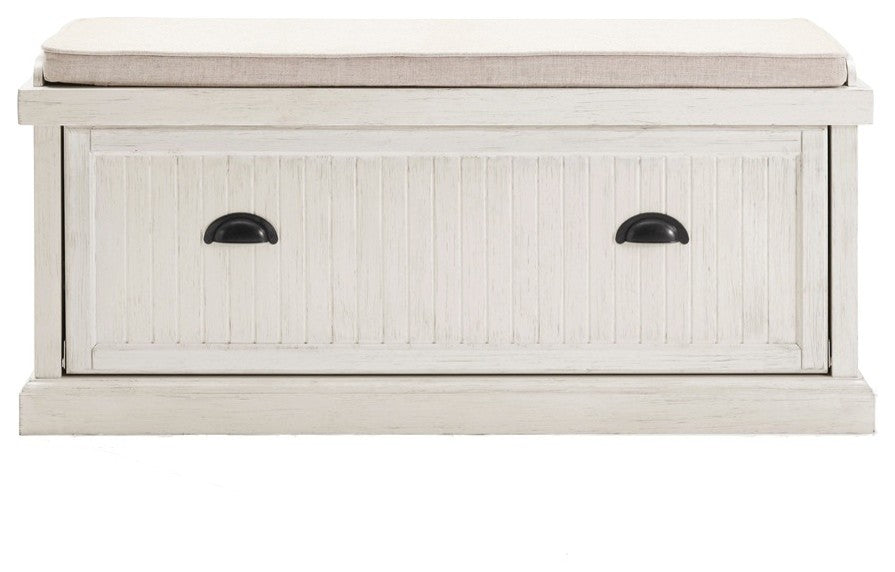 Seaside Entryway Bench, Distressed White Finish