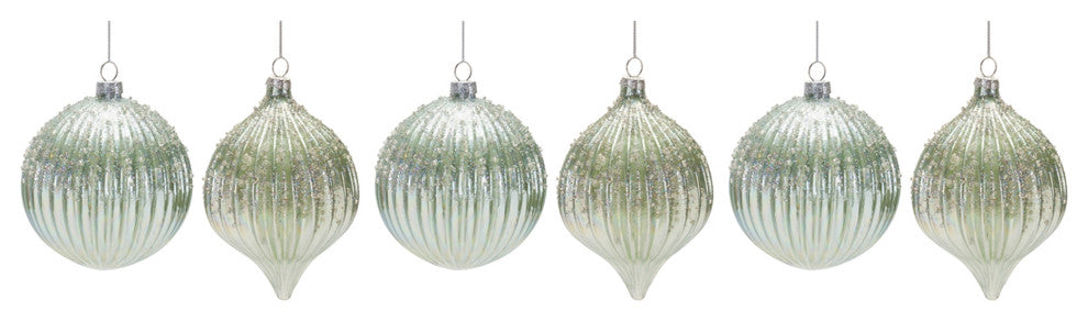 Beaded Irredescent Glass Ornament, 6-Piece Set