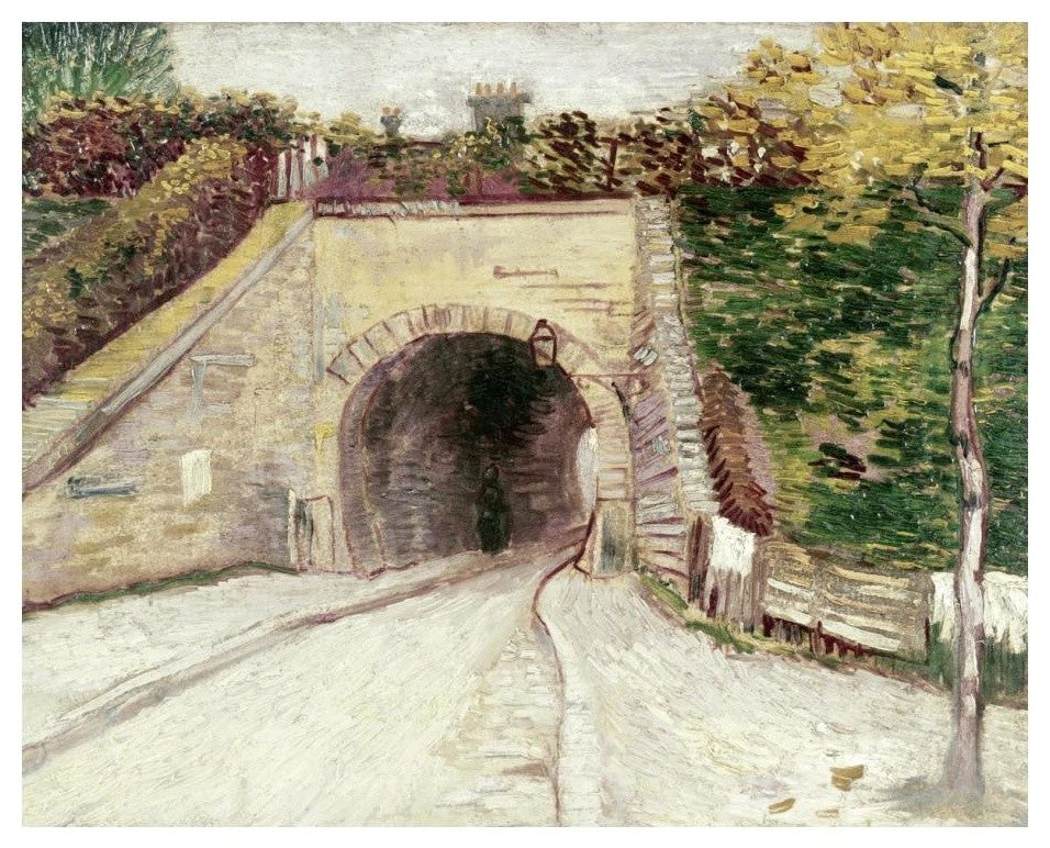 "Tunnel Through Hillside" Digital Paper Print by Vincent Van Gogh, 24"x20"