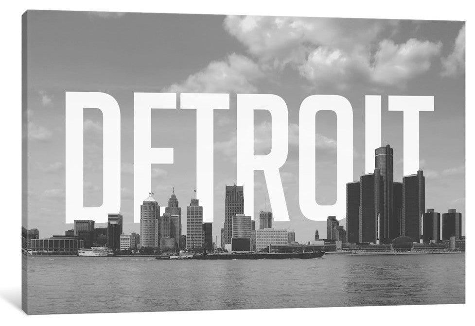 "Black and White Detroit" by 5by5collective, 40x26x1.5